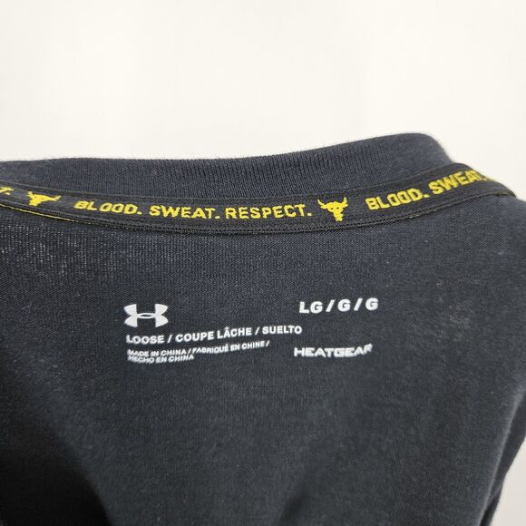 Under Armour Project Rock Shirt Mens Large Respect Graphic Tee Black‎ Gym - Picture 10 of 11
